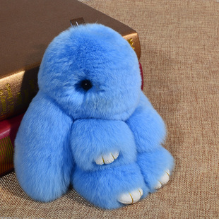 源头工厂15cm天蓝色獭兔毛小兔子挂件萌萌兔假死兔背包挂饰装
