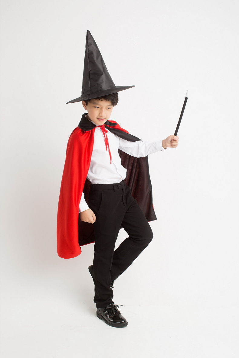 魔术师演出服衣服 儿童万圣节表演披风魔术帽巫师帽 魔术道具