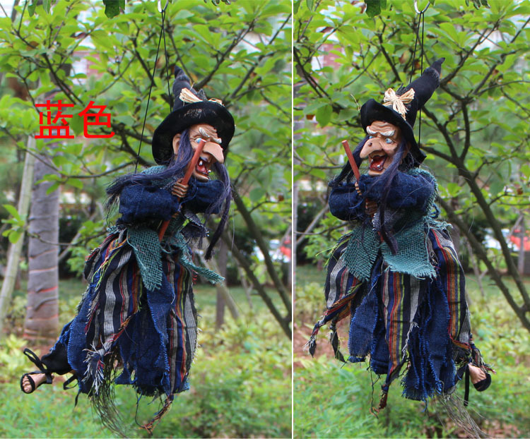 万圣节道具ktv鬼屋酒吧夜场装饰用品恐怖鬼怪玩具 声控巫婆小吊鬼