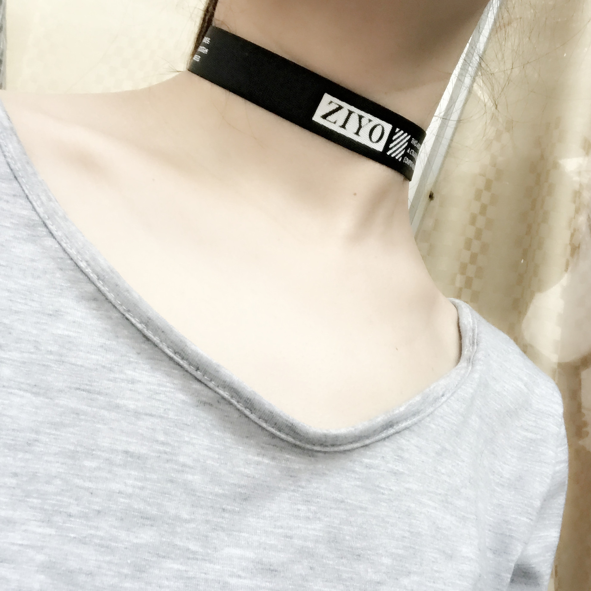 皮带圆扣韩国朋克字母nice长款choker项圈女脖子颈带锁骨项链男女