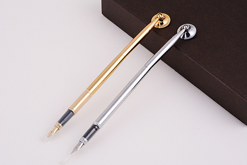 厂家批发 办公金属插套钢笔 刻花柜台笔 高档签字用钢笔