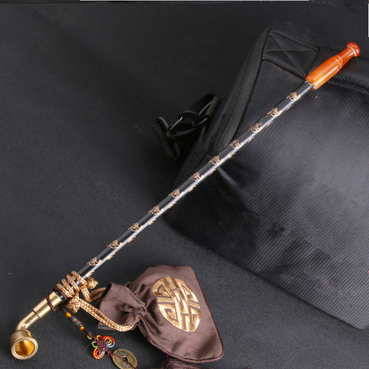 配玛瑙烟嘴仿古长杆式纯铜烟斗.烟草烤烟器.赠品老人烟具礼品用