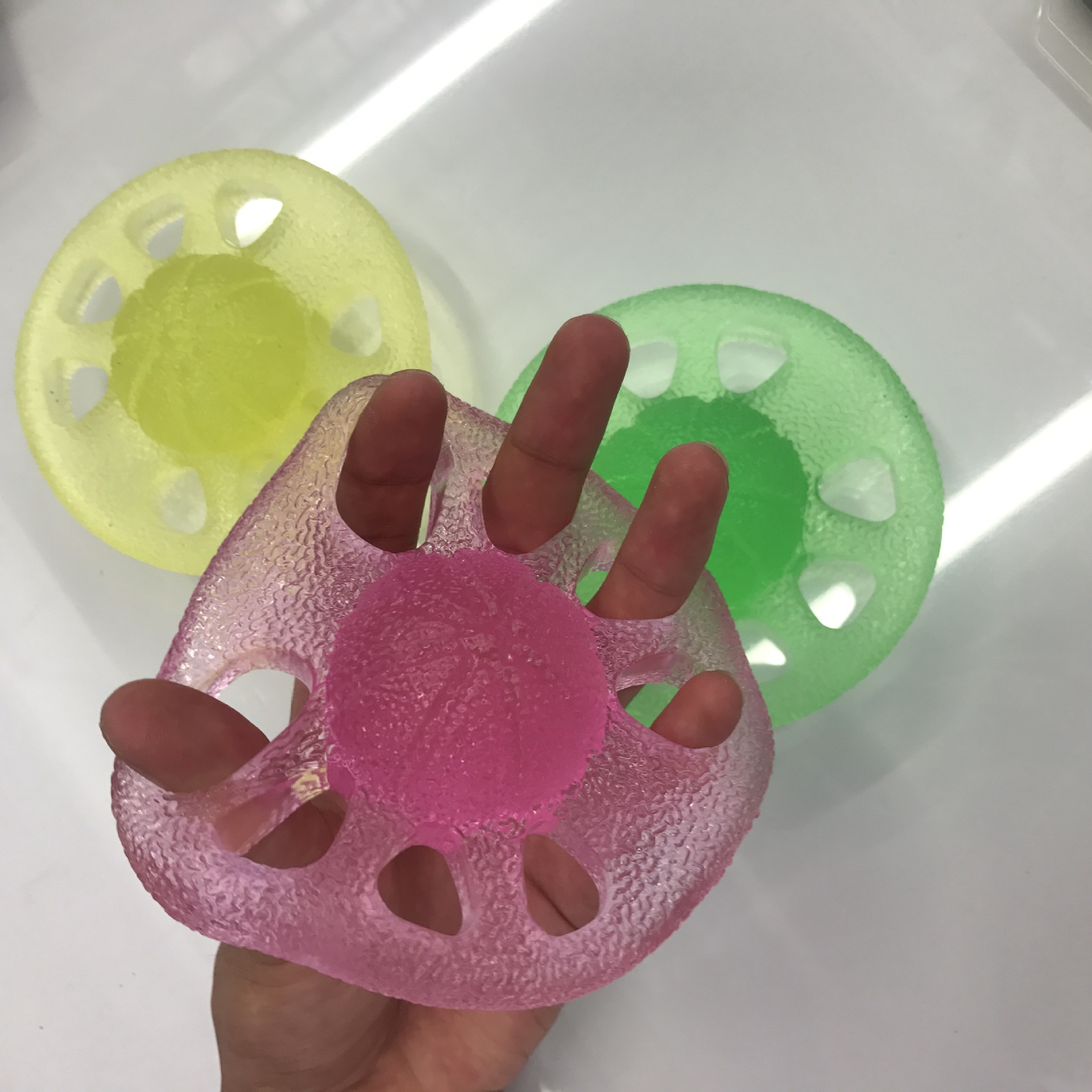 八孔握力器 硅胶 手掌健身握力器 指力器 厂家直销 果冻手感