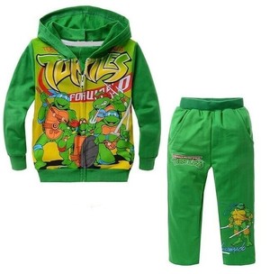 绿色纯棉童装 卡通套装冬款 忍者神龟童套装