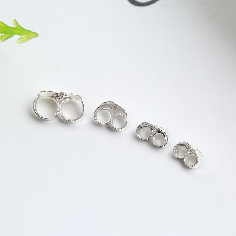 新款s925银耳堵 蝴蝶耳塞耳钉托 耳针背后堵 diy银饰品配件批发