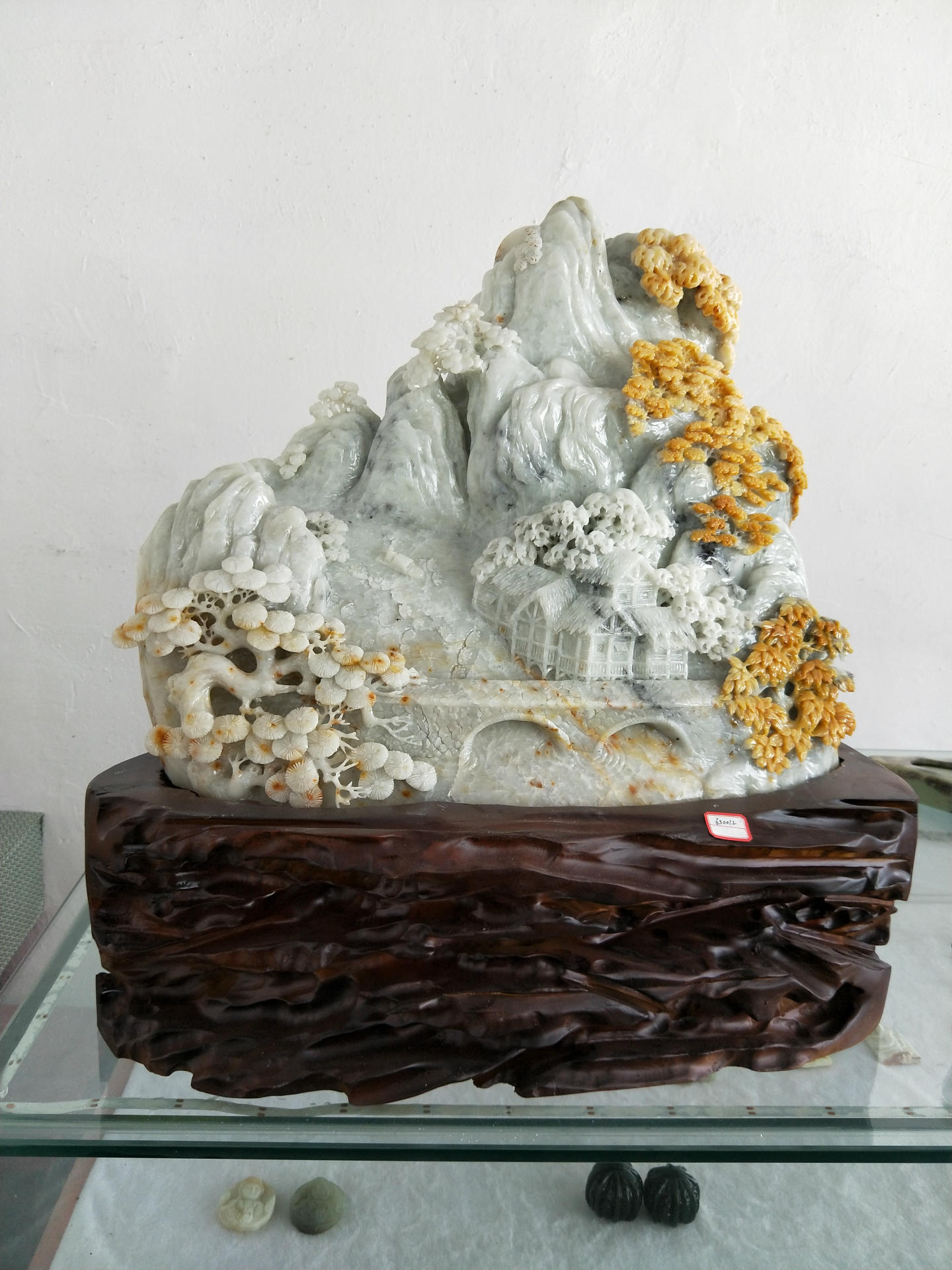 天然玉石岫玉摆件原石山水雕刻摆件客厅摆件玉韵山水摆件