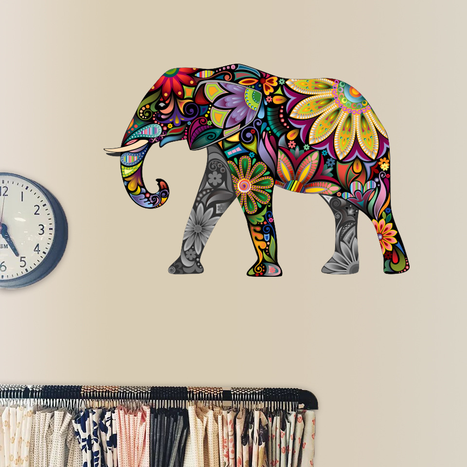 亚马逊立体大象图案 可移除防水美化家居墙贴墙纸厂家直销dw003