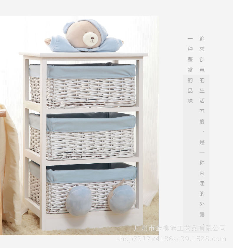 Willow Rattan Woven Storage Cabinet Storage Basket Wooden Woven Basket Factory Spot Direct Sales Storage Basket Storage