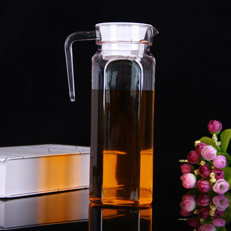 众燃亚克力八角水壶带盖大容量果汁壶pc塑料耐摔扎壶酒店批发定制