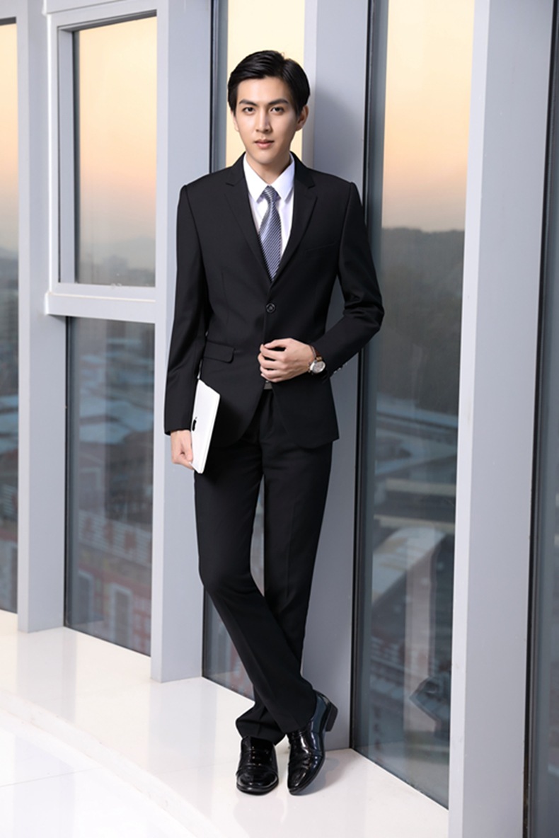 2017商务男装韩版职业正装男女同款西服套装男士西装工作服两件套