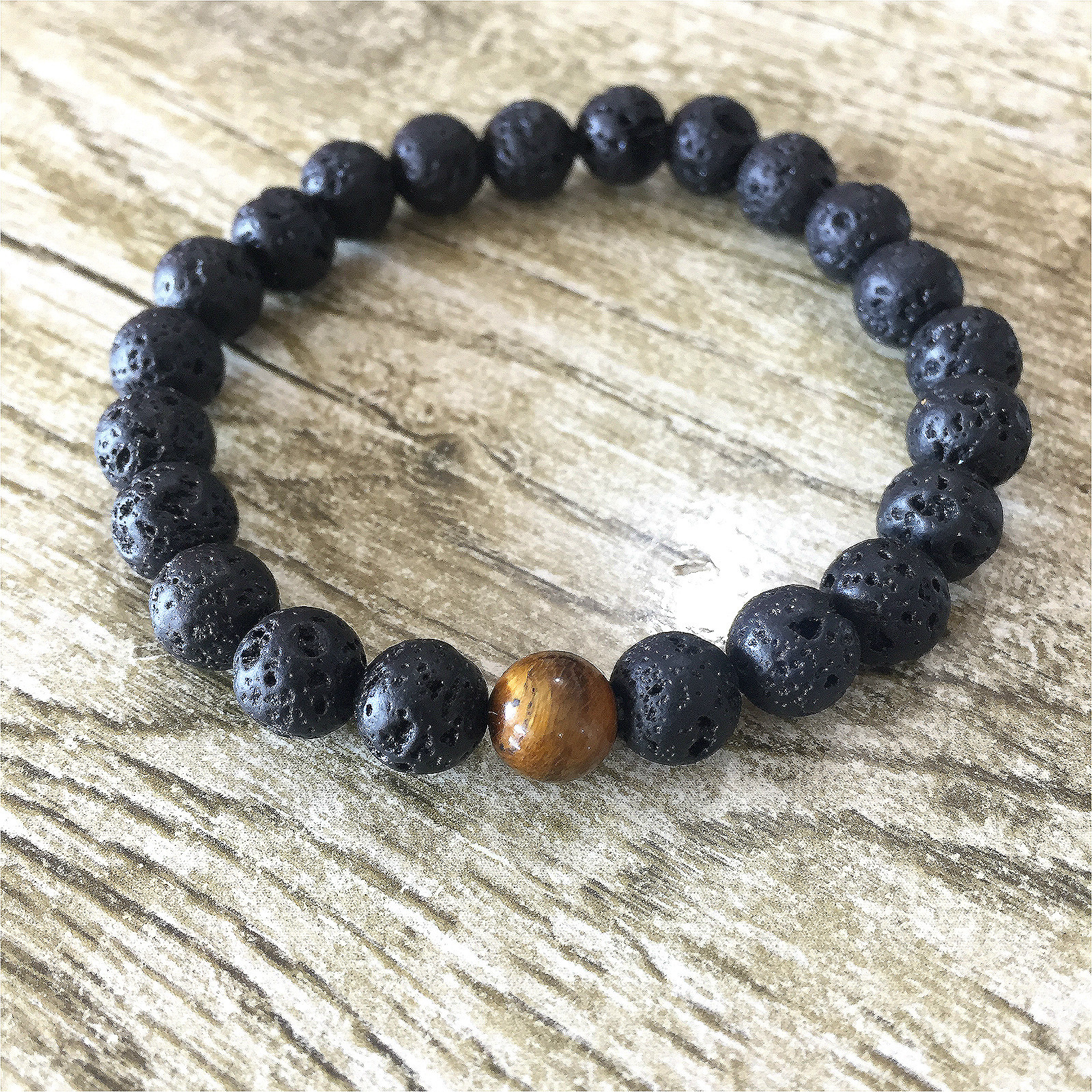 速卖通热卖天然石玛瑙熔岩石8mm能量火山石七彩佛珠手串手链批发