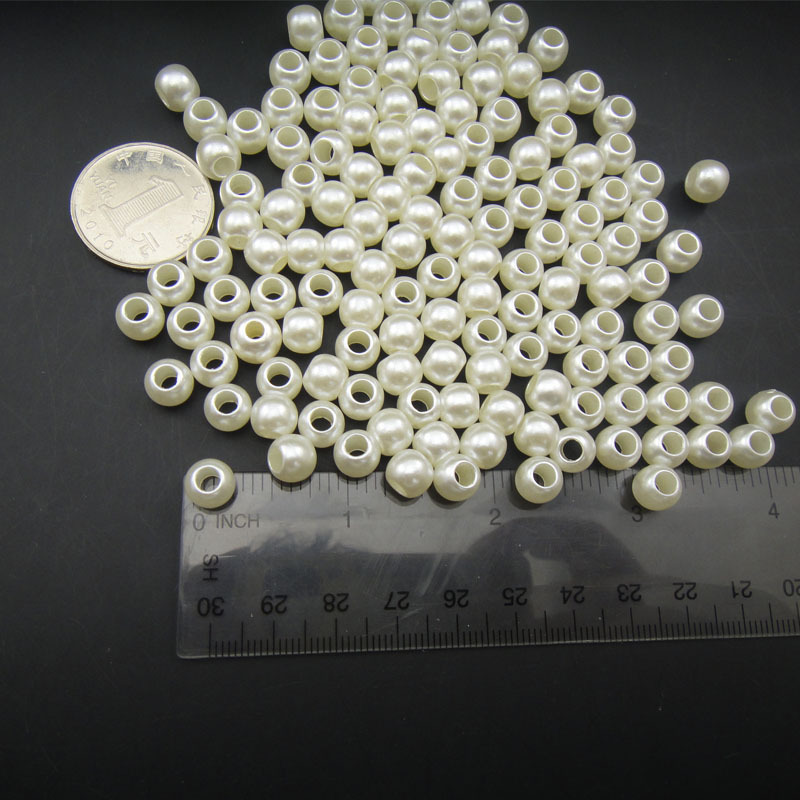 4cm不掉皮珠子手工diy串珠饰品配件8mm大孔abs仿珍珠