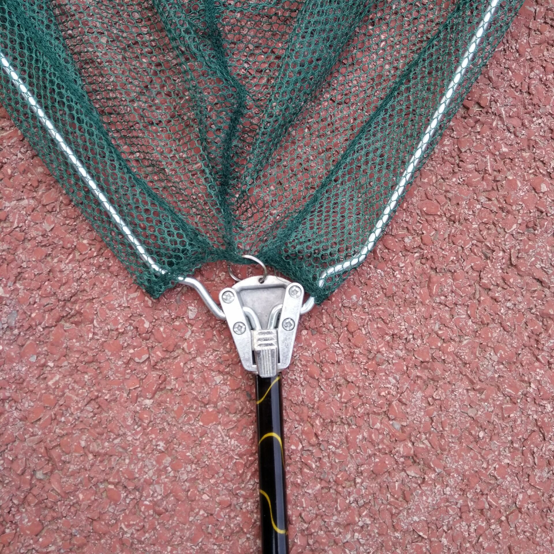 厂家直批花杆三角抄网1.8米铝合金花竿台钓铝圈渔网捞鱼绿色密网