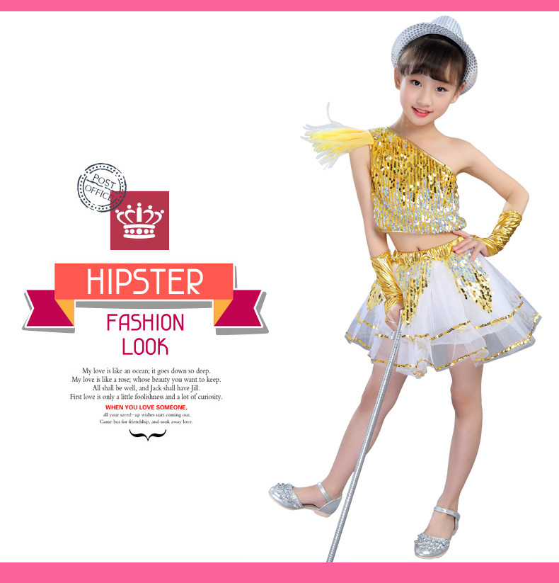 Детский костюм Детский спектакль этап одежда девушки и мальчики детские блесток хип-хоп костюмы джаз школьник майки оптом