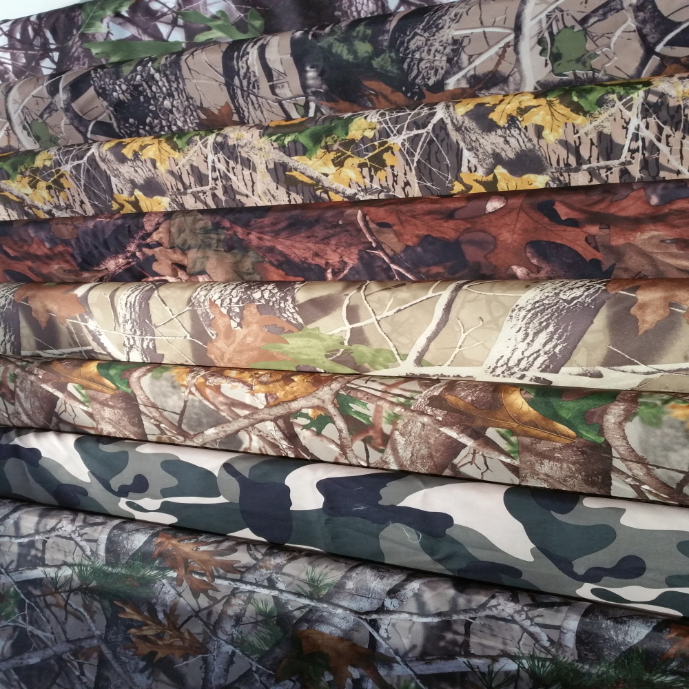 化纤涤纶迷彩印花布料仿生丛林森林树叶迷彩登山野营狩猎服面料