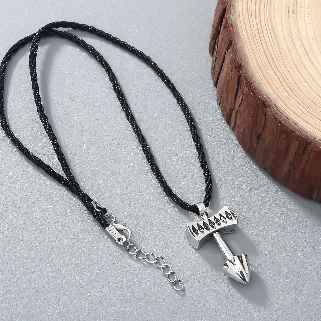 qiming 复古古青铜古银色箭头吊坠项链 男士斯拉夫项链ebay热销