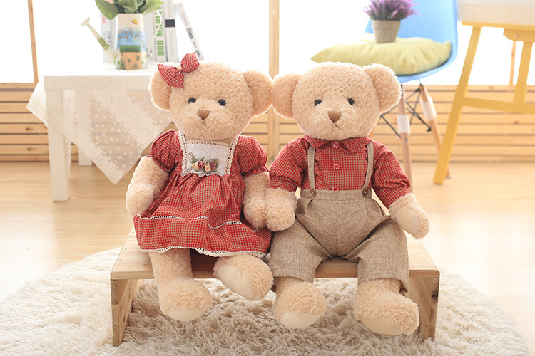 New Couple Magnet Teddy Bear Plush Toy Doll Wedding Press Bed Doll Wedding Gift