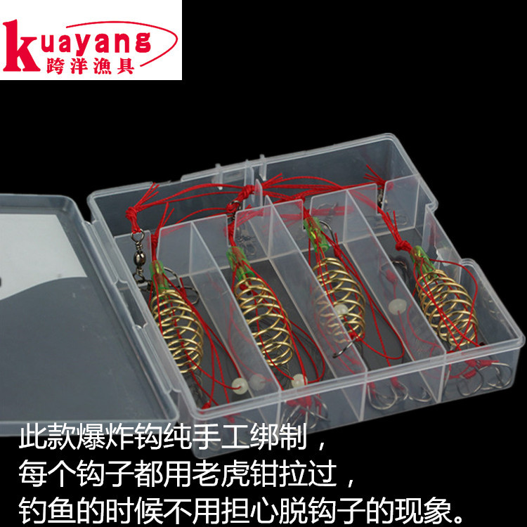 爆炸钩纯手工绑制,保证每个钩子工人绑好后,是须使用老虎钳子用力拉下