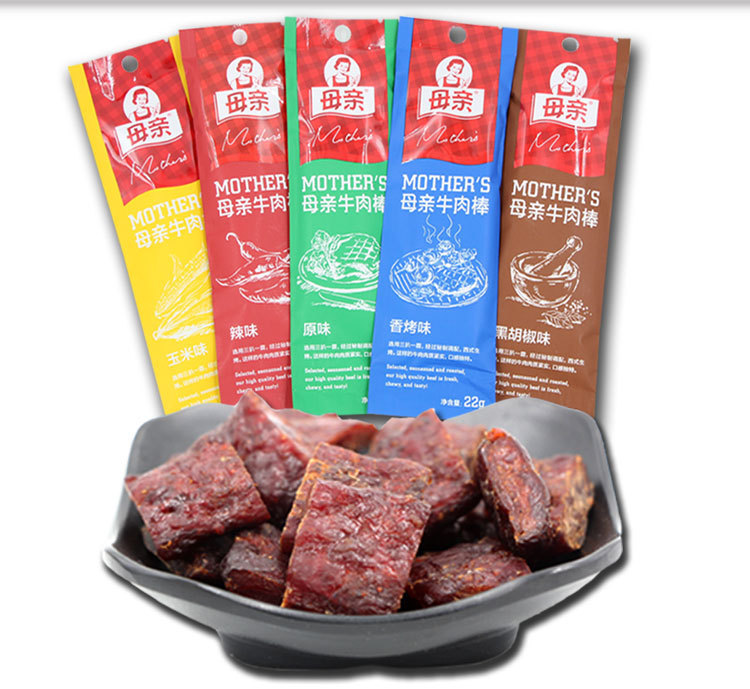 养生堂母亲牛肉棒手撕牛肉条牛肉粒干22g整箱144根批发休闲零食