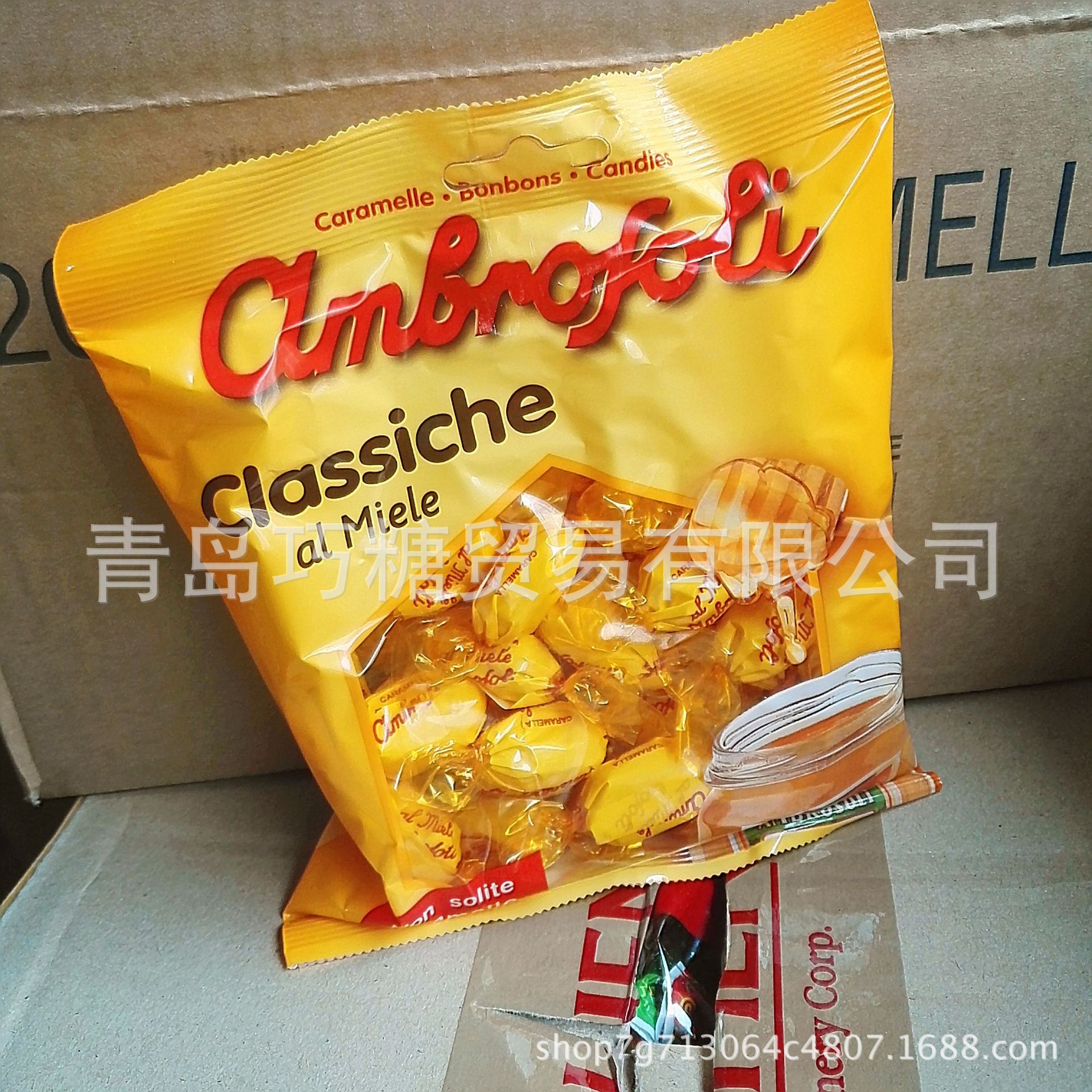 意大利进口蜂蜜糖 爱玛利蜂蜜夹心糖 ambrosoli糖 135g 20袋/箱