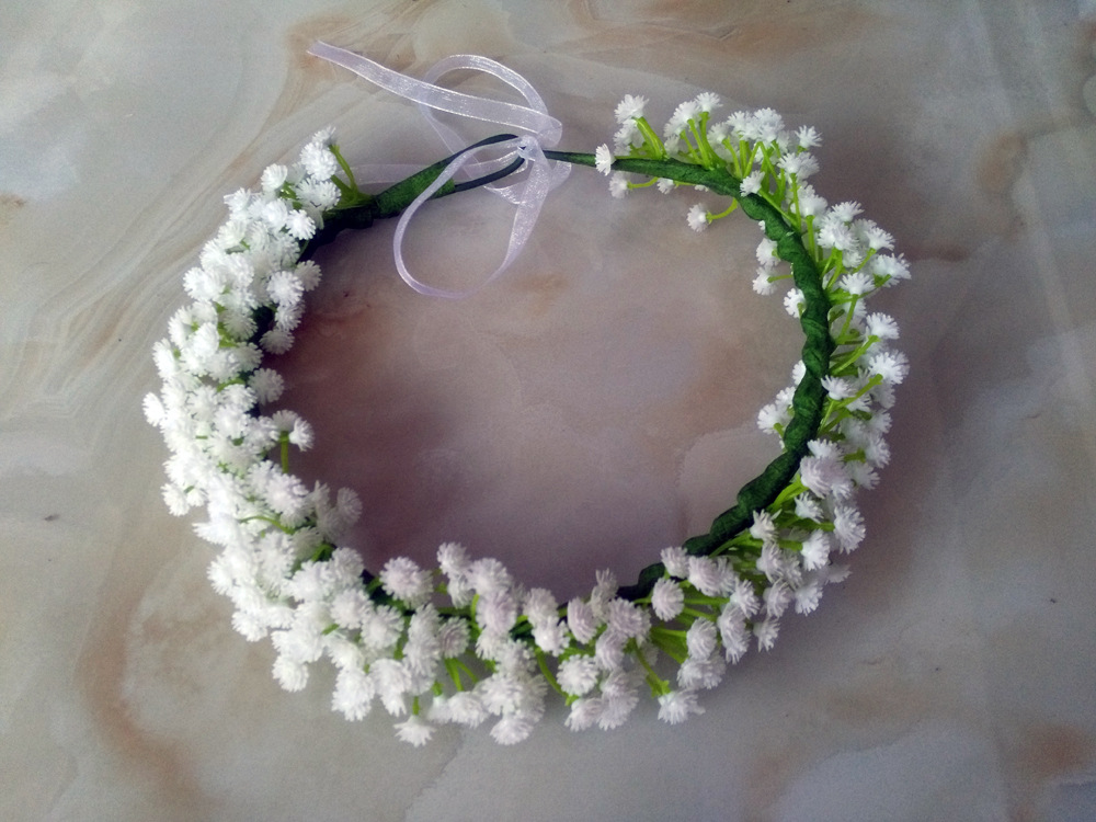 白色满天星花环手环 森女系头环 新娘花环旅游发饰儿童摄影发箍头