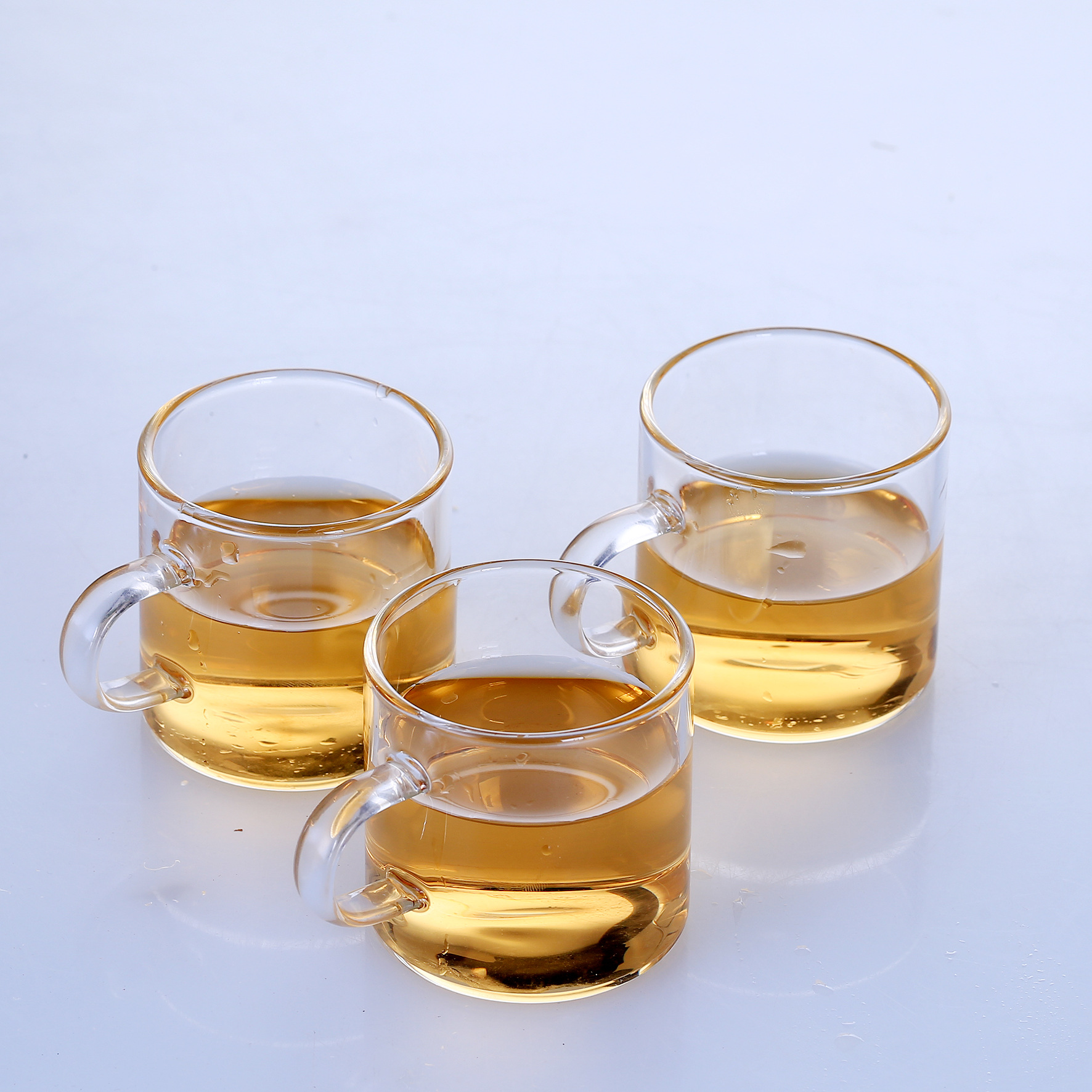 100ml 带把小玻璃杯 手工茶水杯 品茗杯 功夫茶具 6只装 可定logo