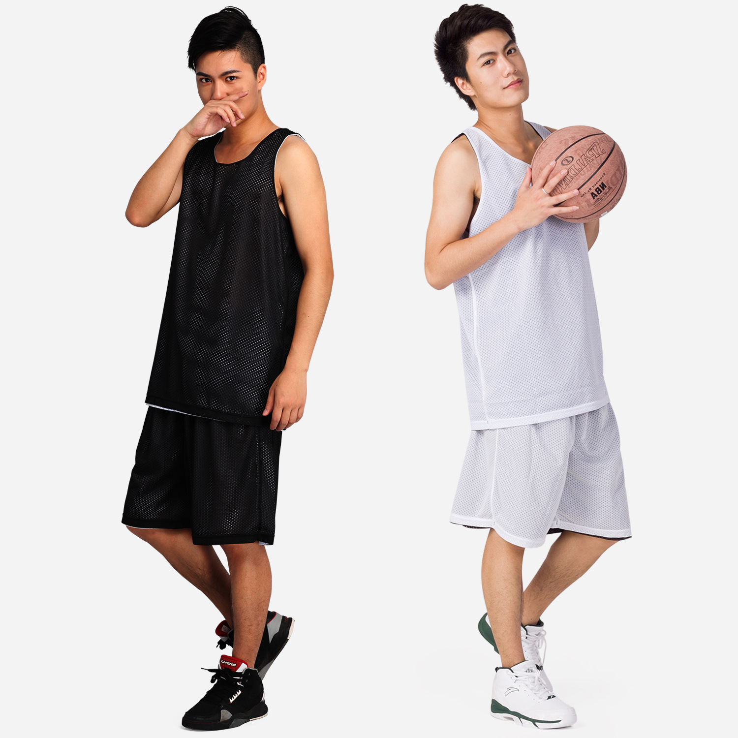 透气网眼篮球服套装街头球衣光板双面穿训练服比赛队服男团队批发