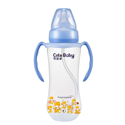 Keaiduo Baby Feeding Bottle Standard Caliber Grip Drop-Resistant Durable Breast Milk Real Feeling PP Straw Feeding Bottle 240ml