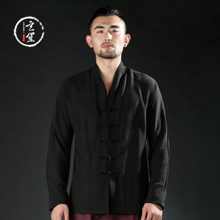 厂家直销秋款原创布衣棉麻 复古盘扣休闲居士服茶道服男练功服装