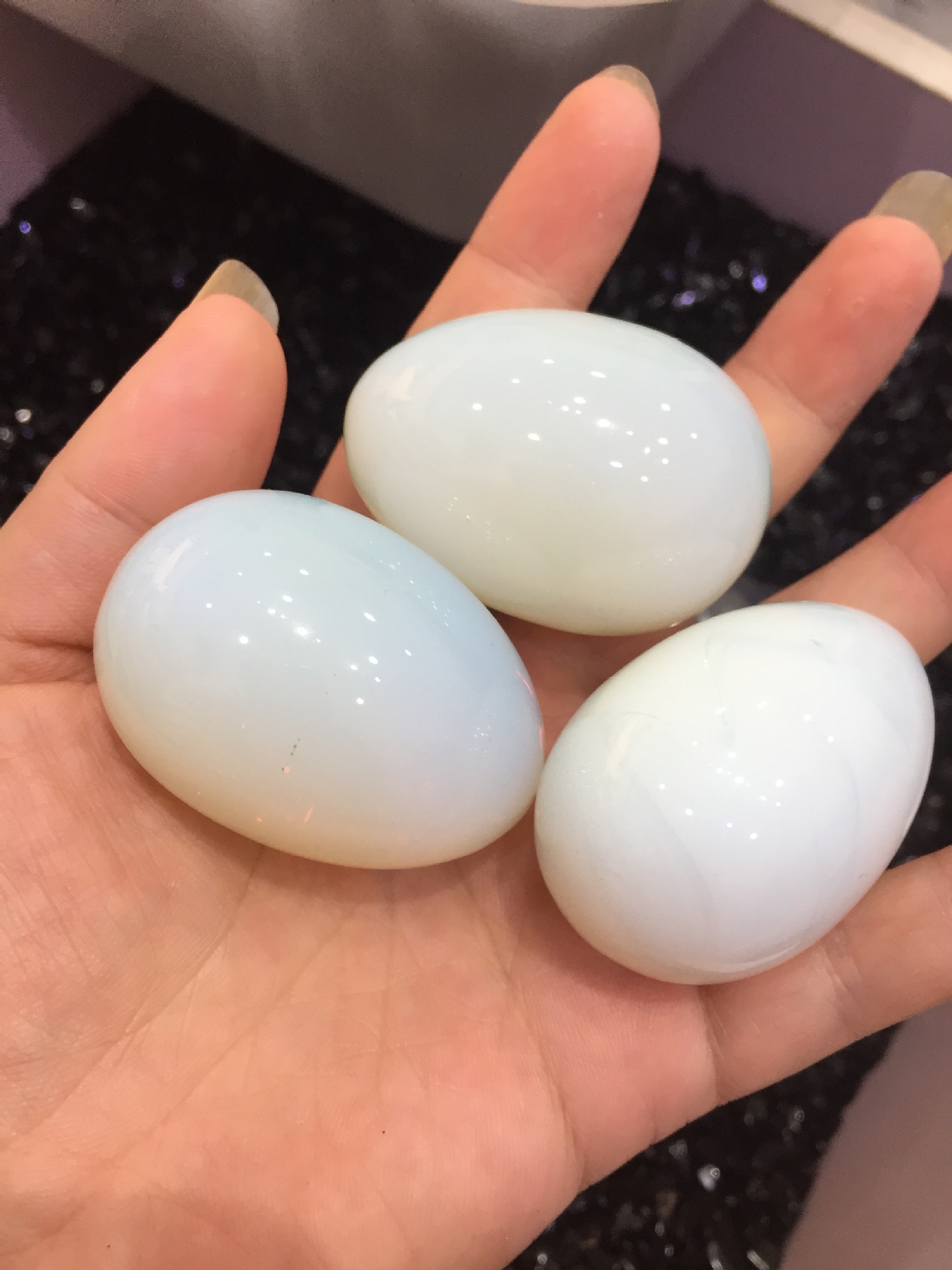 天然蛋白石球 蛋白石鸡蛋 手把件 把玩 水晶鸡蛋