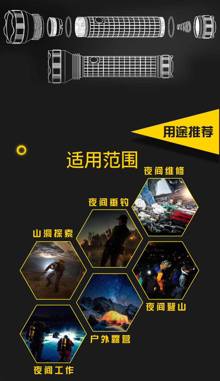 华升黑豹wfl-q2lg强光手电筒聚光户外安防充电远射电筒带防爆证书