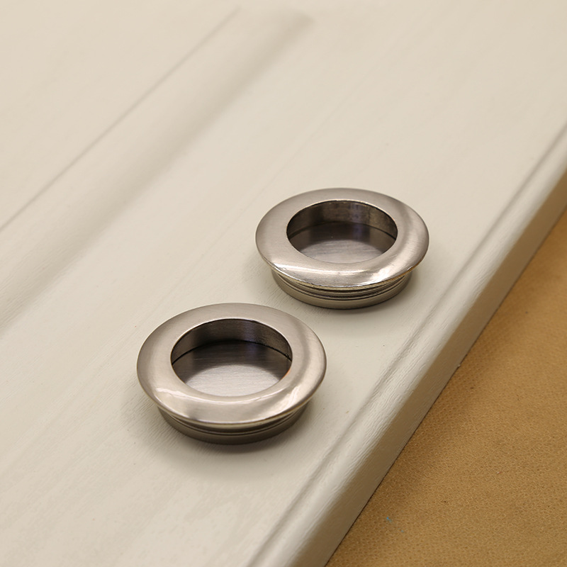 锌合金圆形暗拉手嵌入式隐形暗装圆形直径42抽屉橱柜衣柜专用把手