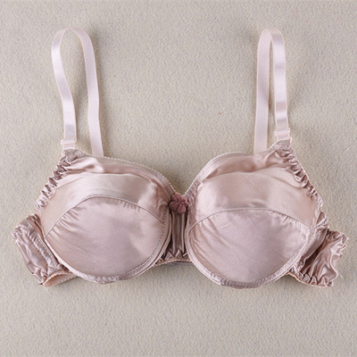 桑蚕丝双面纯真丝文胸背心式软内衣 薄海绵无钢圈