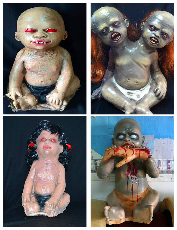 双头怪婴爬尸吊鬼恶婴尸 恐怖魔鬼幽灵cos密室逃脱影视装饰品