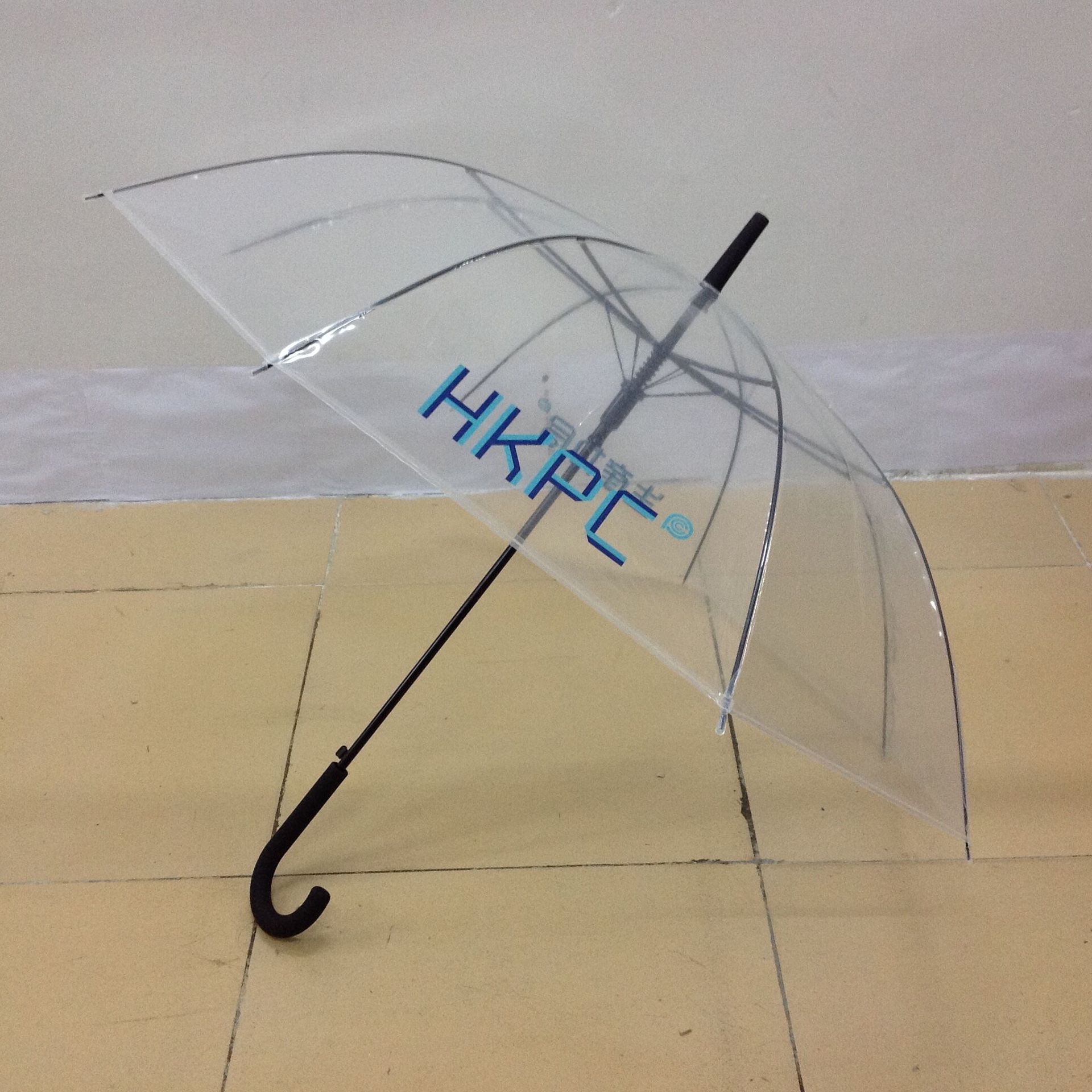 深圳雨伞厂直销poe透明伞可印刷logo图案eva透明广告pvc雨伞