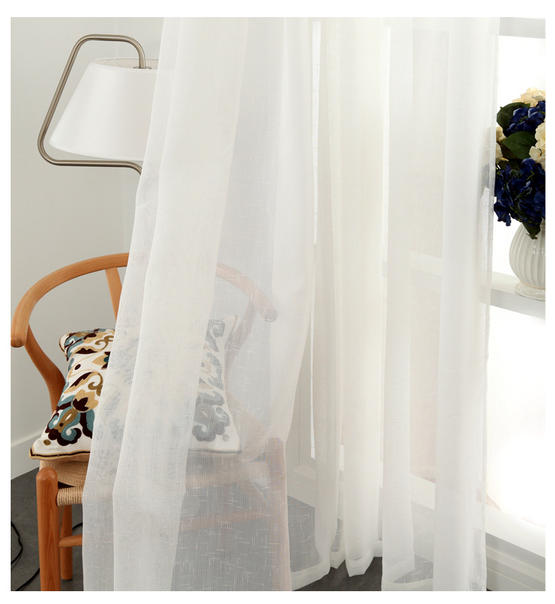 成品窗帘定制窗帘布白色大气百搭加厚窗纱垂感质感十字麻纱工程批