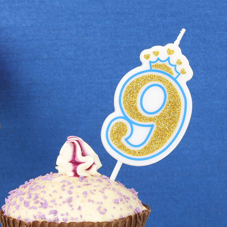 厂家批发生日蛋糕数字蜡烛 烘培新装饰 0-9周岁金色皇冠无烟石蜡