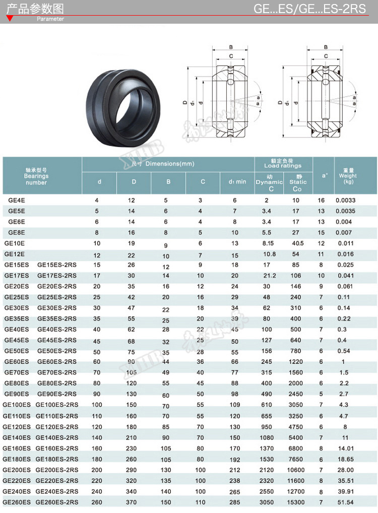 单开缝向心关节轴承ge30es-2rs带密封万向接头鱼眼轴承ge30es-2rs
