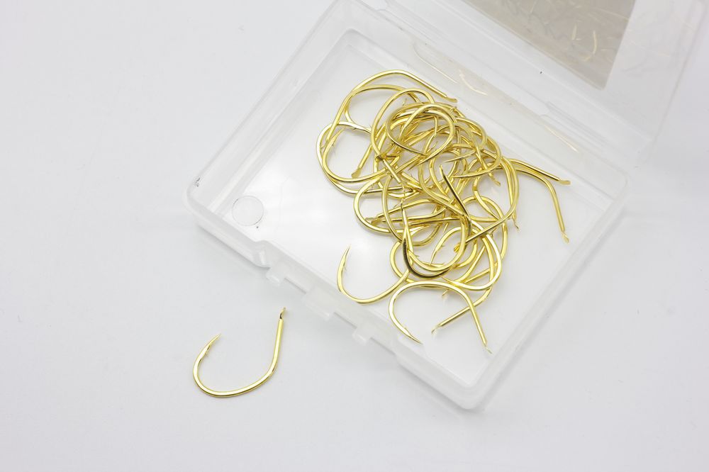 筏钓钩翘嘴专用钩进口散装鱼钩伐钓钩金色有倒刺筏钓专用钩盒装钩