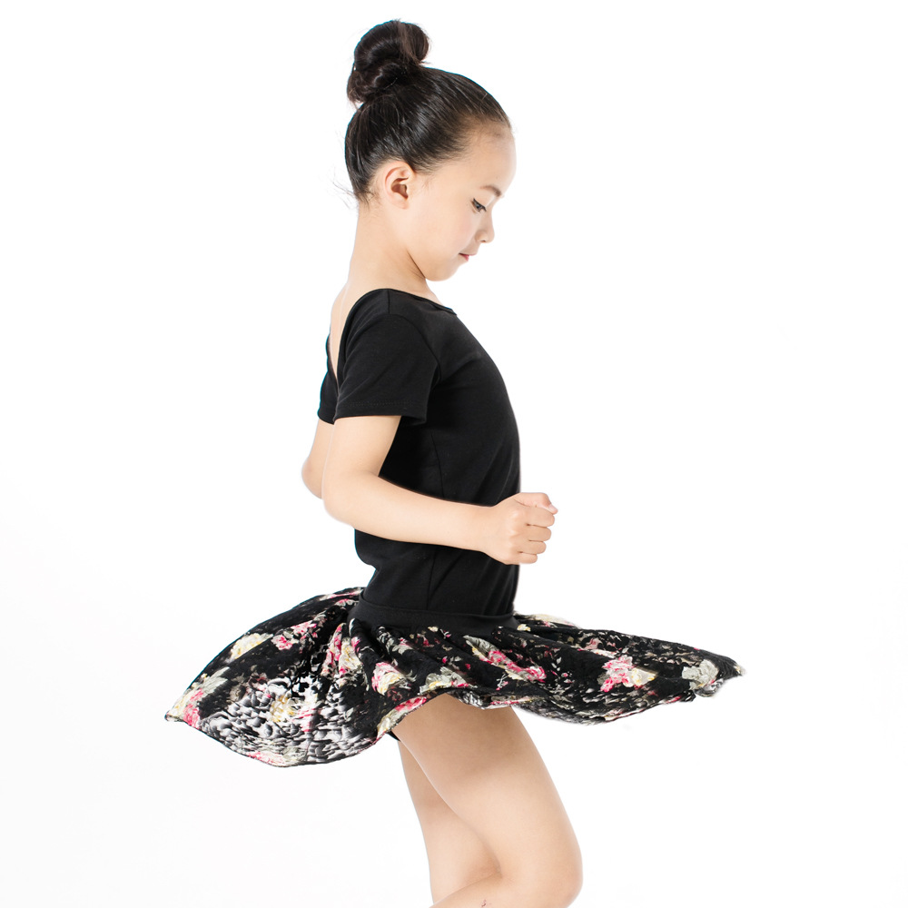 夏季新款印花玫瑰花amazon ebay儿童芭蕾舞连体衣舞蹈演出服批发