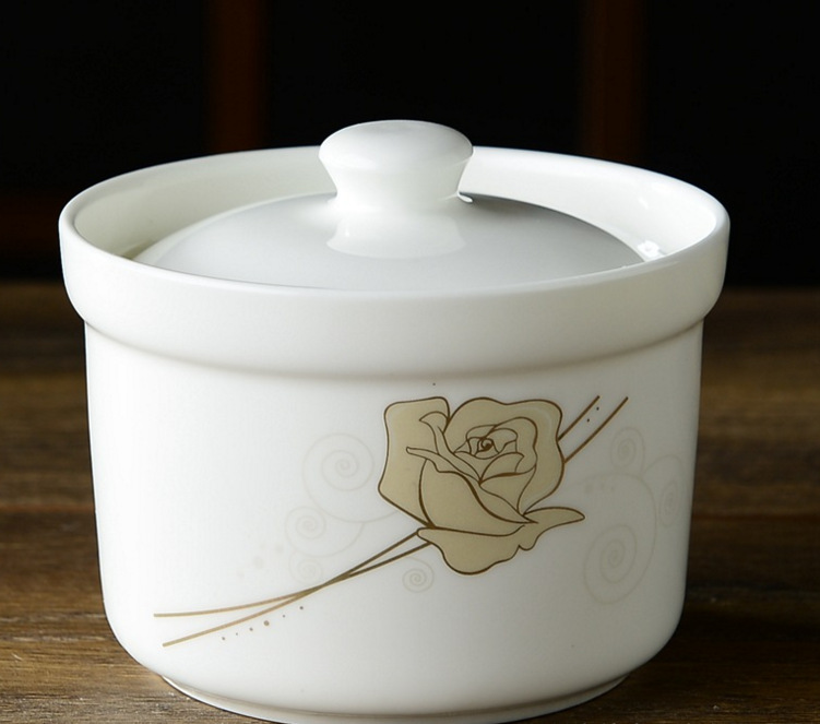 陶瓷小炖盅隔水炖盅燕窝炖品养生炖盅 原味蒸饭蒸盅带盖日用炖盅