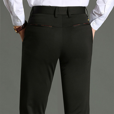 新款弹力夏季西裤男士男装休闲商务无腰带拉链开襟抗皱小直筒男裤