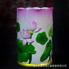 彩色陶瓷插花花瓶家居花插摆件德化白瓷花瓶工艺品佛具用品瓷器