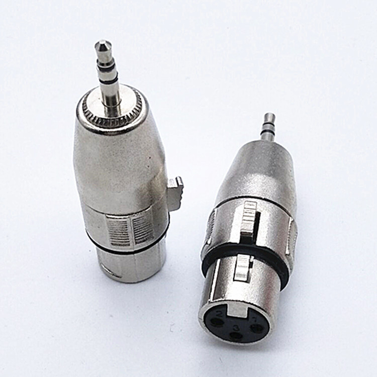 新款3.5公转卡农母头 卡侬转接头插头 大三芯双声3.5头转卡龙母头