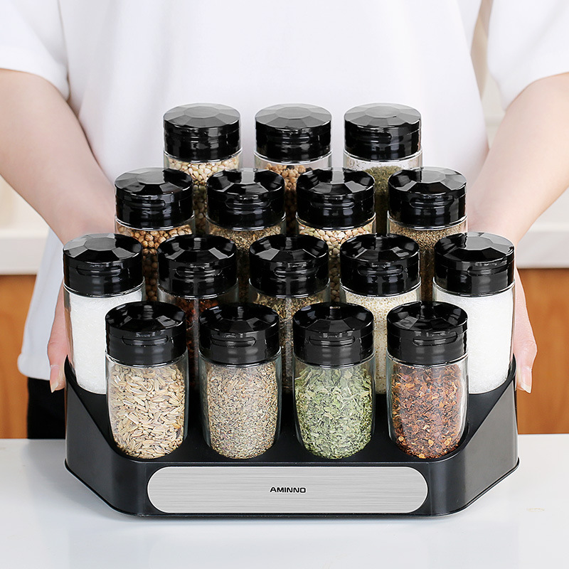 Cross-Border Supply Kitchen Food Grade Glass Spice Box Gift Kitchen Supplies Seasoning Jar Set Wholesale