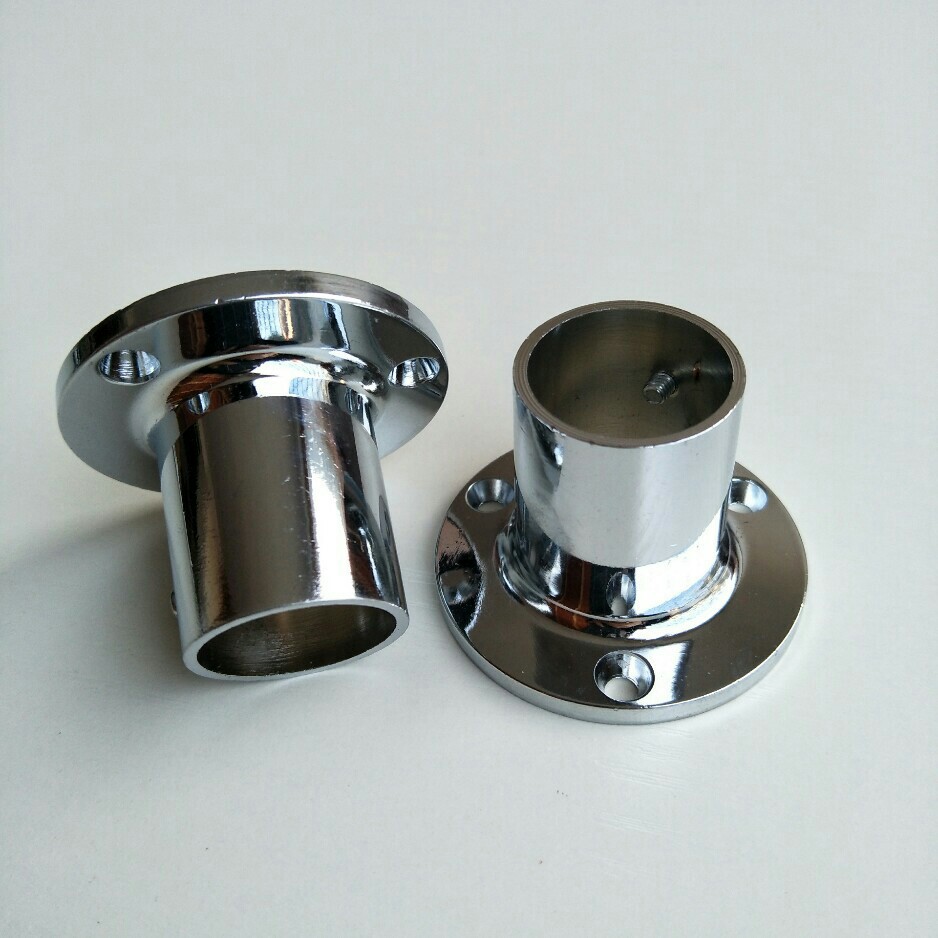 加厚25mm衣柜衣管托挂衣杆锌合金法兰底座衣通座圆管座五金配件