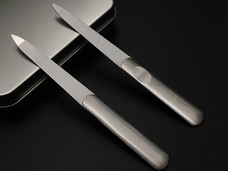 不锈钢指甲锉条双面梅花磨甲器凹柄防滑大号司斯顿锉美甲修甲工具