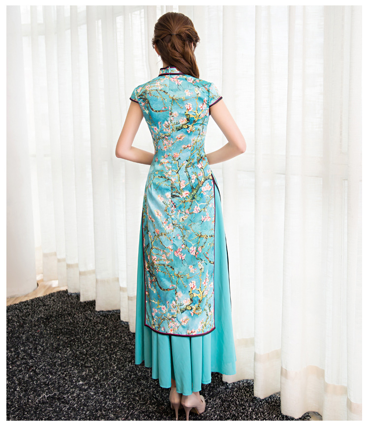 c8008春夏新款民族风两件套旗袍礼服