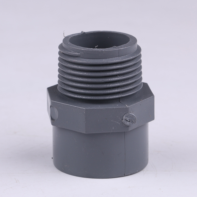 新料pvc灰色给水全塑外丝直接 灰色pvc外螺纹接头 pvc管外牙直接