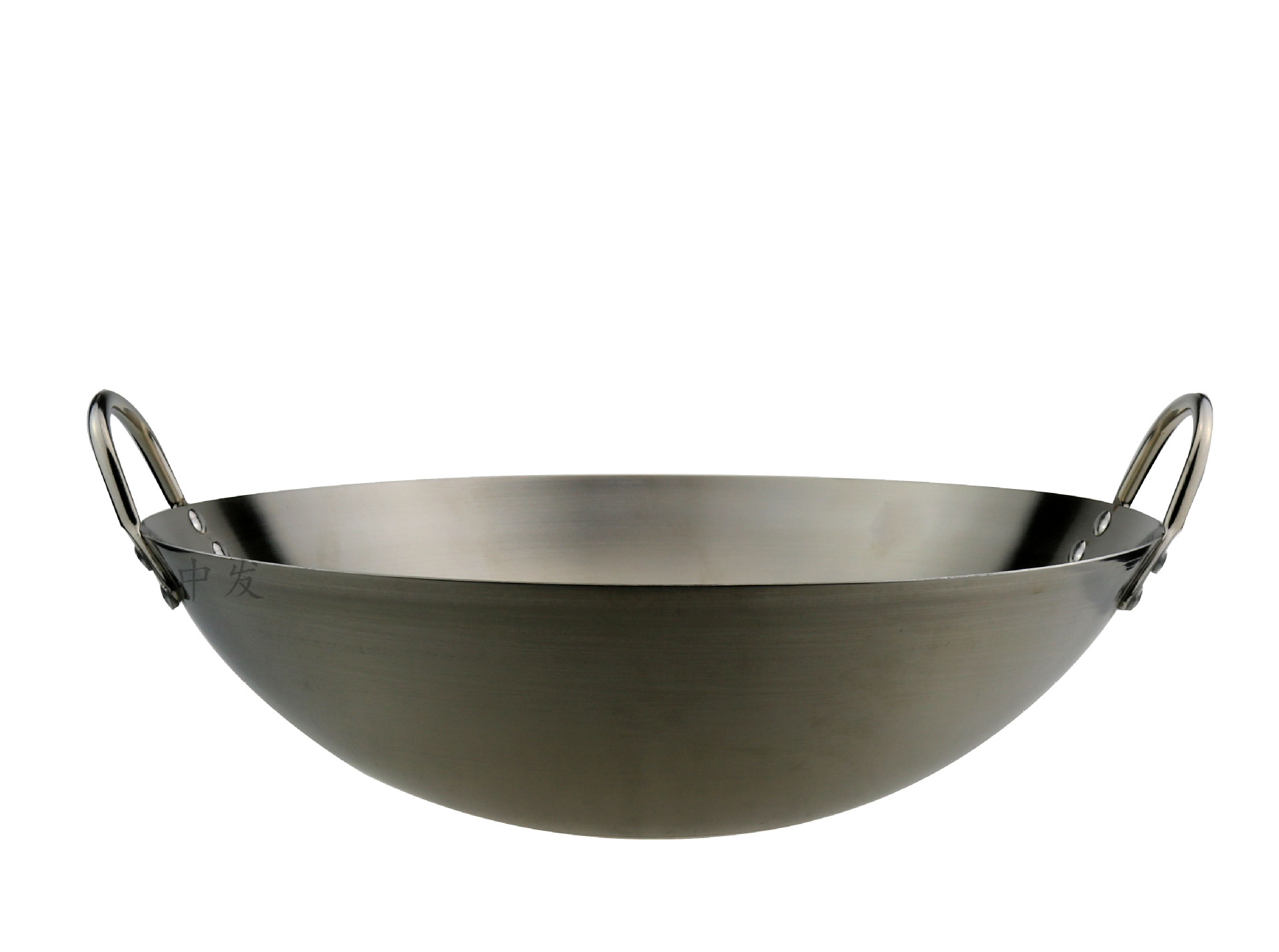 不锈钢无磁特厚双柄爆炒王炒鼎 砂光炒锅 圆底双耳大锅 酒店专用